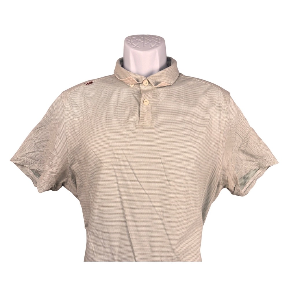 Rhone Delta Pique Polo Shirt Mens Large Green White Micro Pattern 100359